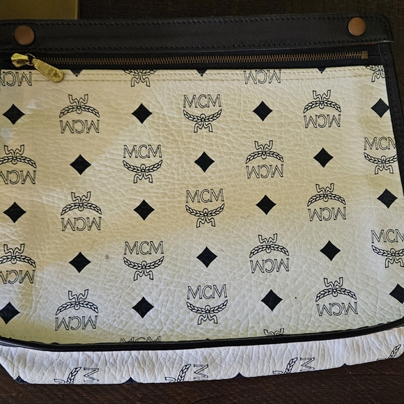 Authentic MCM White Blue Meesenger Crossbody Shoulder Bag EUC Germany - Picture 11 of 16